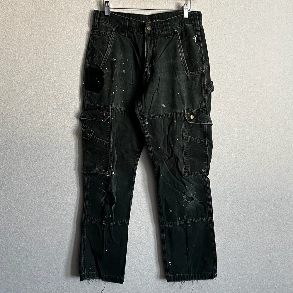 Carhartt faded black cargo work wear carpenter pants